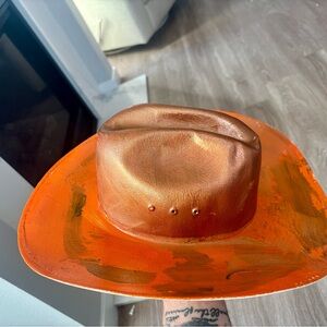 Stylish Orange Leather Hat